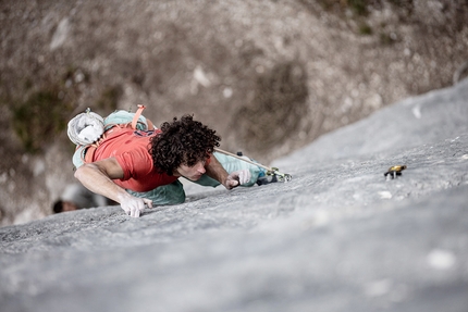 Peter Moser, Celva, Roberto Bassi  - Peter Moser making the first ascent of the climb 'Progetto Bassi' at Celva (TN)