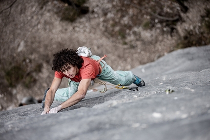 Peter Moser, Celva, Roberto Bassi  - Peter Moser making the first ascent of the climb 'Progetto Bassi' at Celva (TN)