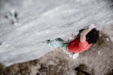 Peter Moser, Celva, Roberto Bassi  - Peter Moser making the first ascent of the climb 'Progetto Bassi' at Celva (TN)