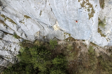 Peter Moser, Celva, Roberto Bassi  - Peter Moser making the first ascent of the climb 'Progetto Bassi' at Celva (TN)