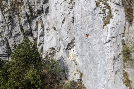 Peter Moser, Celva, Roberto Bassi  - Peter Moser making the first ascent of the climb 'Progetto Bassi' at Celva (TN)