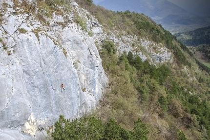 Peter Moser, Celva, Roberto Bassi  - Peter Moser making the first ascent of the climb 'Progetto Bassi' at Celva (TN)