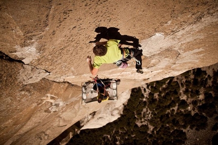 Mescalito, El Capitan - Tommy Caldwell on the massive dyno on Mescalito, El Capitan, Yosemite