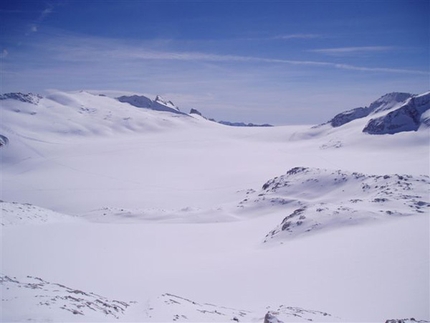 Adamello ski mountaineering - Adamello Tour - Pian di Neve from Passo Venezia