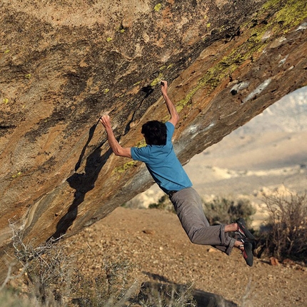 Paul Robinson - Paul Robinson sticking the crux of Lucid Dreaming V16/Fb8C+, Buttermilks, Bishop, California, USA.