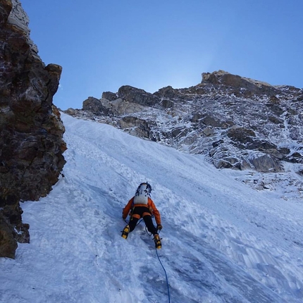 Rungofarka Himalaya, Tino Villanueva, Alan Rousseau - Alan Rousseau on day 1 of the first ascent of Rungofarka 6495 m in Himalaya, carried out together with Tino Villanueva