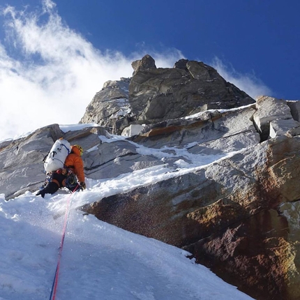 Rungofarka Himalaya, Tino Villanueva, Alan Rousseau - Alan Rousseau durante il secondo giorno della prima salita di Rungofarka 6495 m in Himalaya, effettuata insieme a Tino Villanueva