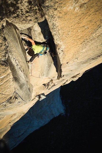 Magic Mushroom El Capitan Yosemite, Jacopo Larcher, Barbara Zangerl - Jacopo Larcher making the first repeat of Magic Mushroom on El Capitan, Yosemite, carried out with Barbara Zangerl