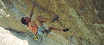 Erto Luca Zardini - Luca Zardini climbing 'Sogni di gloria' (1991) at Erto