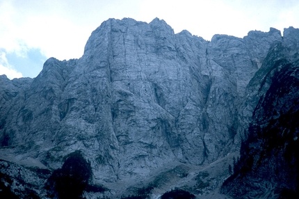 Mangart Alpi Giulie Johanova - Nella foto un particolare della Nord del Piccolo Mangart di Coritenza