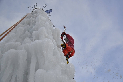 Corvara Rabenstein Dolomites - The artificial ice climbing tower at Rabenstein / Corvara in the Dolomites