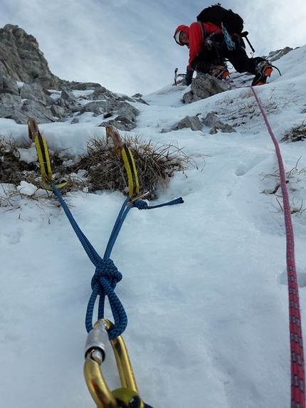 Grigna settentrionale Via Valentina - Benigno Balatti durante la prima salita di Via Valentina, Grigna settentrionale, aperta insieme a Cristian Candiotto il 05/12/2017