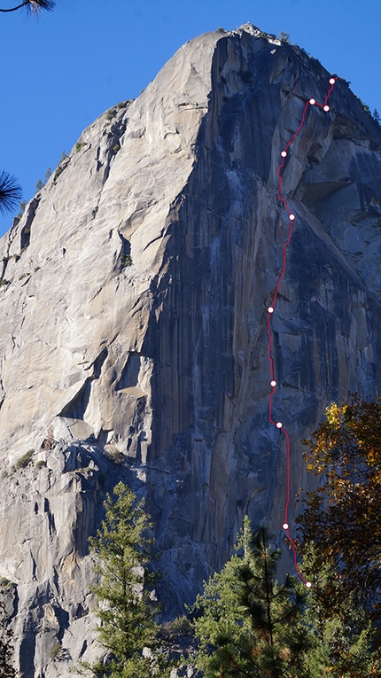 Astroman, Yosemite Valley - The route topo of Astroman, Yosemite Valley, USA