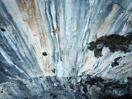 Charlotte Durif, Josh Larson, A World Less Traveled - France's Charlotte Durif making the first ascent of Sequoia love 8a at the crag Babala, Kyparissi, Greece