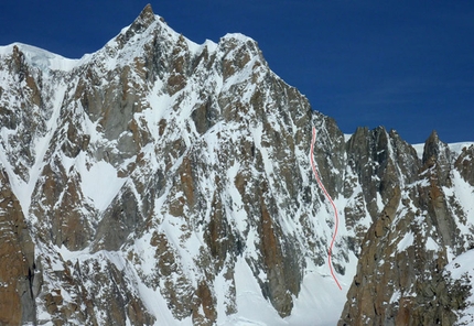Voie Anderson, Mont Maudit, Monte Bianco, discesa con sci e snowboard