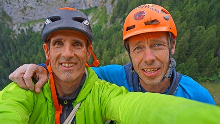 Cima Cee, Dolomiti del Brenta - Rolando Larcher e Luca Giupponi In cima a Silverado