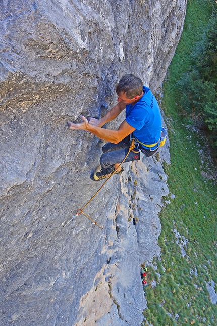 Cima Cee, Dolomiti del Brenta - Luca Giupponi sul 1° tiro di Silverado