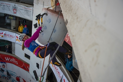 Ice Climbing World Cup 2018 - Durante la prima tappa della Coppa del Mondo di arrampicata su ghiaccio 2018 a Saas Fee in Svizzera