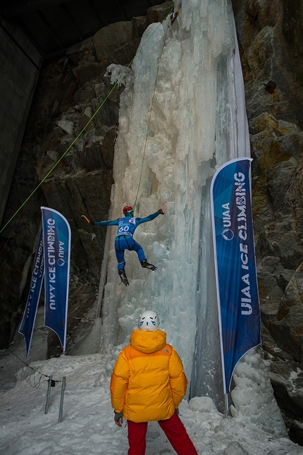 Ice Climbing World Cup 2018 - Durante la prima tappa della Coppa del Mondo di arrampicata su ghiaccio 2018 a Saas Fee in Svizzera