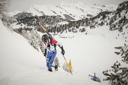 Ski mountaineering World Cup 2018 - Xavier Gachet competing in the second stage of the ski mountaineering World Cup 2018 at Villars-sur-Ollon in Switerland