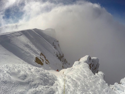 Patagonia, Cerro Adela Sur, Vlad Capusan, Zsolt Török - Vlad Capusan and Zsolt Török establishing the variation to Filo Este up Cerro Adela Sur in Patagonia, January 2018