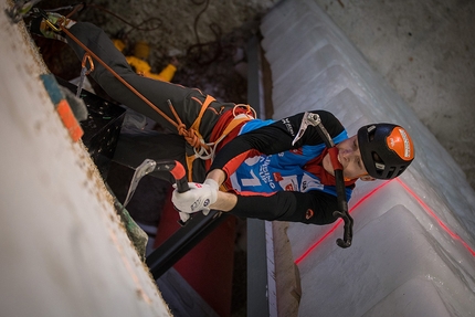 Ice Climbing World Cup 2018 - Durante la prima tappa della Coppa del Mondo di arrampicata su ghiaccio 2018 a Saas Fee in Svizzera