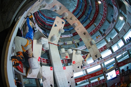 Ice Climbing World Cup 2018 - Durante la prima tappa della Coppa del Mondo di arrampicata su ghiaccio 2018 a Saas Fee in Svizzera