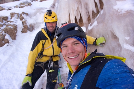 Bletterbach, cascate di ghiaccio, Daniel Ladurner, Johannes Lemayer - Johannes Lemayer e Daniel Ladurner nel settore Gorz a Bletterbach
