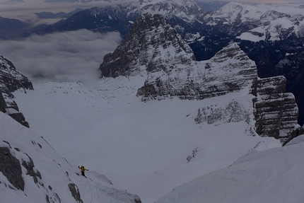 Watzmann Familie Traverse, Ines Papert, Luka Lindić - Ines Papert belayed by Luka Lindić on 2nd pitch on the direct East Face of Watzmann