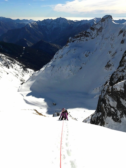 Cima Piazzotti Orientale, Val Gerola, Cristian Candiotto - Durante l'apertura di Time, Cima Piazzotti Orientale, Val Gerola (Cristian Candiotto, Chiara Grattarola)