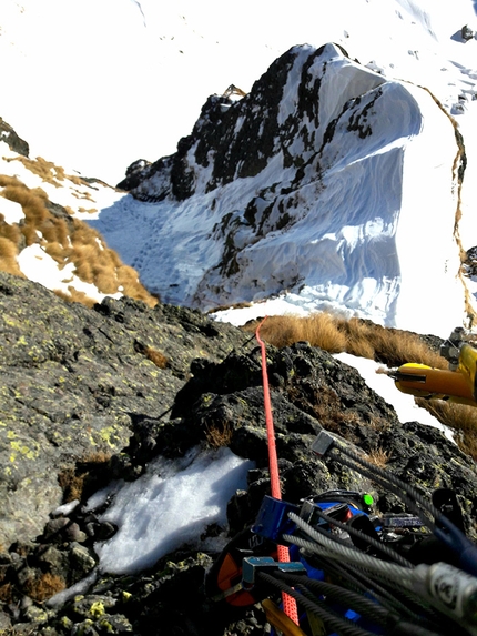 Cima Piazzotti Orientale, Val Gerola, Cristian Candiotto - Durante l'apertura di Time, Cima Piazzotti Orientale, Val Gerola (Cristian Candiotto, Chiara Grattarola)