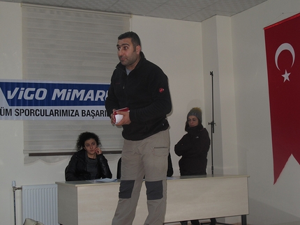 Erzurum, Turkey, Ice climbing Festival - Çetin Bayram the boss of the Ice climbing Festival at Erzurum, Turkey