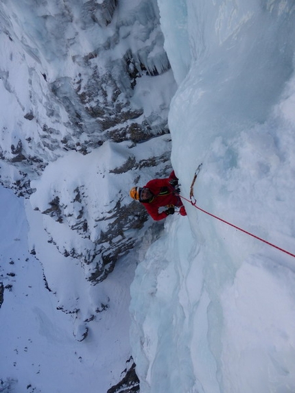 Diretta Canadese, Val Travenanzes, Dolomiti - Andrea Gamberini su L1 di Diretta Canadese, Val Travenanzes, Dolomiti