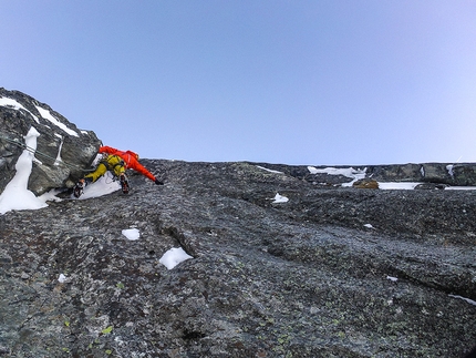 Hansjörg Auer, Simon Messner, Ötztal, Innerer Hahlkogel - Simon Messner durante la prima invernale della parete nord di Innerer Hahlkogel, Ötztal, il 29/01/2018