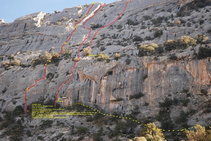 Sardegna arrampicata, Supramonte - La parete ovest di Punta Cocuttos con la nuova via Cuor di Coniglio (Antonio Basolu, Piero Fogu e Corrado Pibiri 2017)