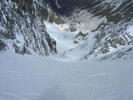 Canalone di Lourousa (Colletto Coolidge, Alpi Marittime) - La discesa del Canalone di Lourousa