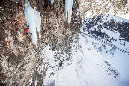 MFG, Rein in Taufers, Simon Gietl, Vittorio Messini  - Simon Gietl and Vittorio Messini making the first free ascent of MFG at Rein in Taufers