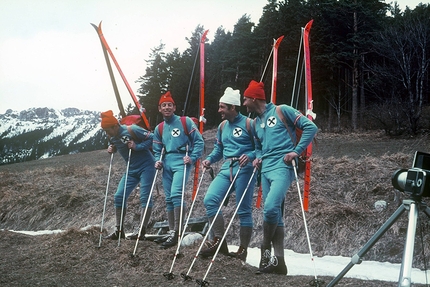 Der Lange Weg, Red Bull - Der Lange Weg 1971: the Austrian ski mountaineers Robert Kittl, Klaus Hoi, Hansjörg Farbmacher and Hans Mariacher during the traverse of the Alps from Vienna to Nice