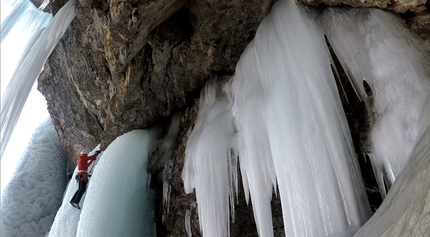 Robert Jasper, Flying Circus, Breitwangfluh - Robert Jasper on 24 February 2018 making the first rope solo ascent of Flying Circus up Breitwangfluh, Switzerland