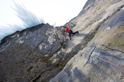 Jumbo Jet, Val Lietres, Dolomites, Daniel Ladurner, Hannes Lemayr - Daniel Ladurner bolting the direct start to Jumbo Jet in Val Lietres, Dolomites