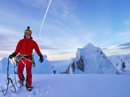 Cerro Riso Patron Sud, Patagonia, Matteo Della Bordella, Silvan Schüpbach - Matteo Della Bordella on the summit of Cerro Riso Patron Sud, Patagonia