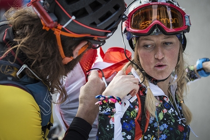 Sellaronda Skimarathon 2018, Dolomites - Martina Valmassoi and Anton Krupicka at the Sellaronda Skimarathon 2018, Dolomites