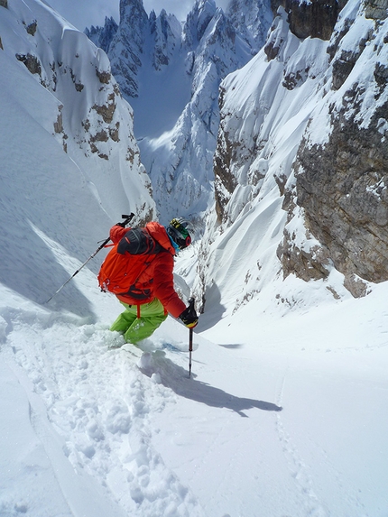 Dolomiti scialpinismo, Cristina Bacci, Angelo Zangrando - Dolomiti scialpinismo: prime curve Direttissima Cianpedele, Gruppo dei Cadini di Misurina (Dolomiti di Auronzo)