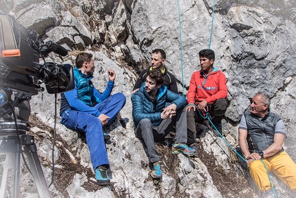 CAMP, Linea Bianca, Rai 1 - La troupe di Linea Bianca di RAI 1 con CAMP: Massimiliano Ossini, Stefano Ghisolifi, Adriano Selva, Ronald Choque e Lino Zani