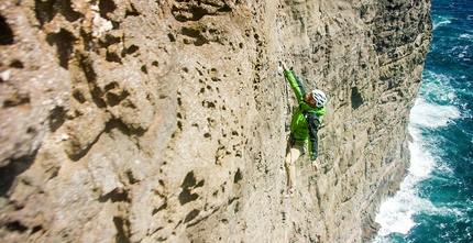 Yuji Hirayama, James Pearson, Cedar Wright, Faroe Islands - Yuji Hirayama climbing on the Faroe Islands