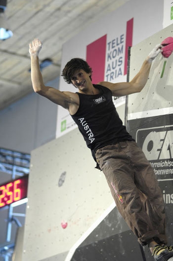 IFSC World Cup Boulder 2007, Hall - Kilian Fischhuber, winner in Hall during the 3rd astage of the Bouldering  World Cup 2007.