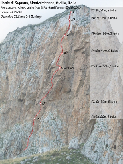 Il volo di Pegasus, new route on Monte Monaco, Sicily