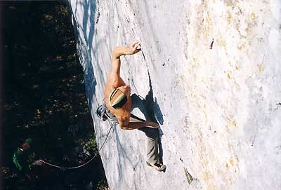 Alessandro Lamberti - Alessandro Jolly Lamberti climbing Bain de Sang 9a at Saint Loup, Switzerland