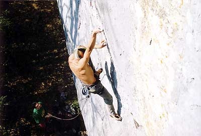 Alessandro Lamberti - Alessandro Jolly Lamberti climbing Bain de Sang 9a at Saint Loup, Switzerland