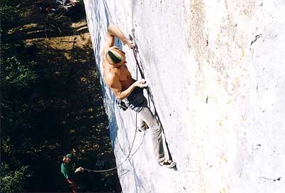 Alessandro Lamberti - Alessandro Jolly Lamberti climbing Bain de Sang 9a at Saint Loup, Switzerland